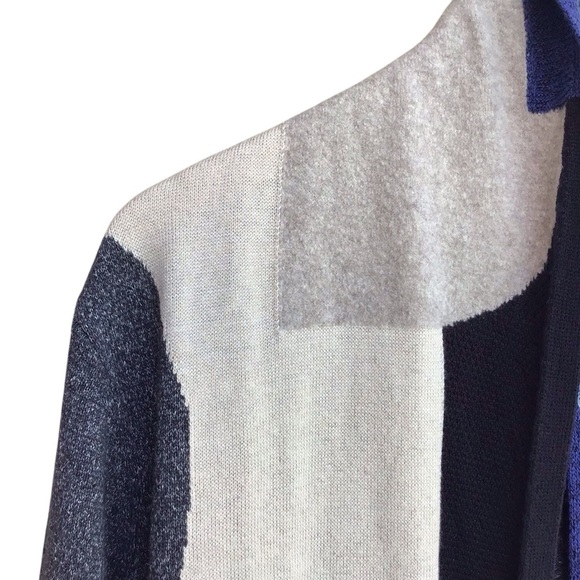 Nic + Zoe Textured Colorblock Open Cardigan Sweater Blue/Gray - Picture 6 of 10